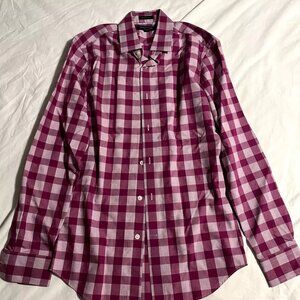 Banana Republic Non-Iron Slim Fit Button Down Pink and Magenta Dress Shirt XS